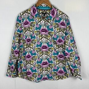 Talbots Womens Long sleeve Cotton Button Down shirt Sz LP Preppy Classic Office